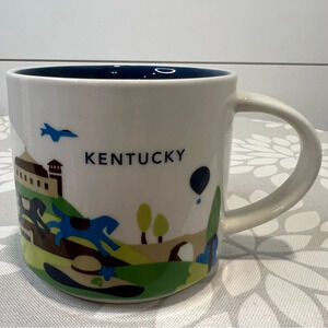 Starbucks You Are Here Kentucky‎ Blue Interior Coffee Tea Mug Cup. Size 14 oz.